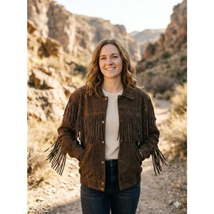 Vtg Sergio Valente Suede Leather Fringe Jacket Women MED Western Boho Rodeo NWT